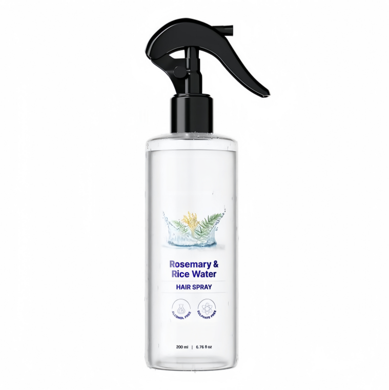 Rosemary and Rice Water Hair Spray — Natural formula for soft, nourished hair.