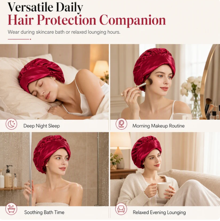 ⏳ Last Day 49% OFF🔥Women's 2-in-1 Satin Sleep Bonnet with Eye Mask