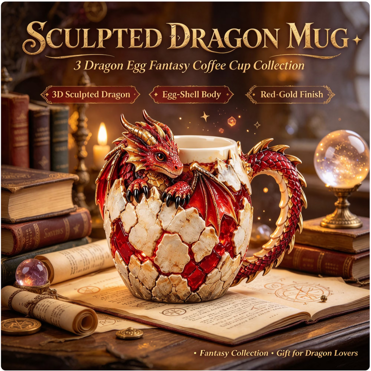🐉🥚Dragon Egg Fantasy Sculpted Mug | 14oz Resin Coffee Cup for Dragon Lovers