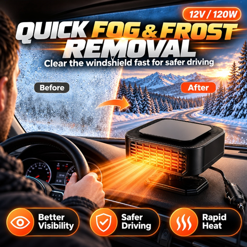 Portable Car Heater Defroster with 360-Degree Rotating Base
