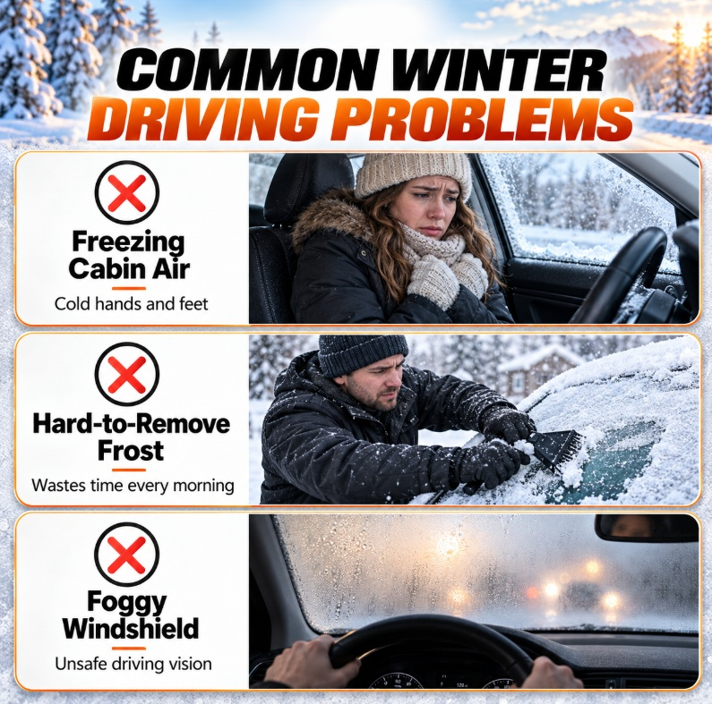 Portable Car Heater Defroster with 360-Degree Rotating Base