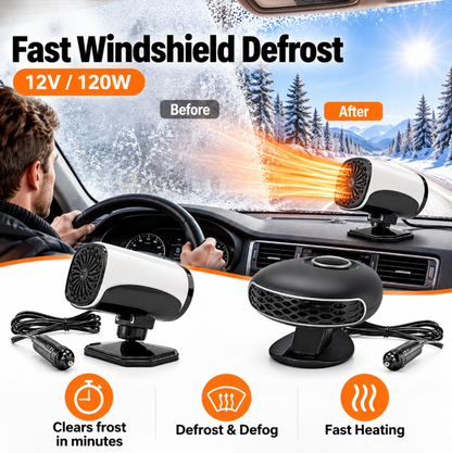 Portable Car Heater Defroster with 360-Degree Rotating Base