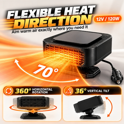 Portable Car Heater Defroster with 360-Degree Rotating Base