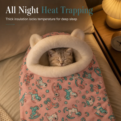 🐾50% OFF! 🛏️ Semi-Enclosed Warm Pet Sleeping Bag Bed – Windproof, Plush & Cozy Pet Bed for Cats & Small Dogs, Soft Calming Nest for Winter Naps 🌨️