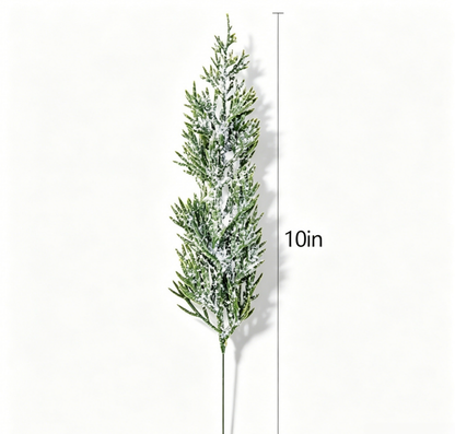 6 Pcs Artificial Frosted Christmas Pine-Cedar Stems with Red Berries, Snowy Evergreen Picks 💐