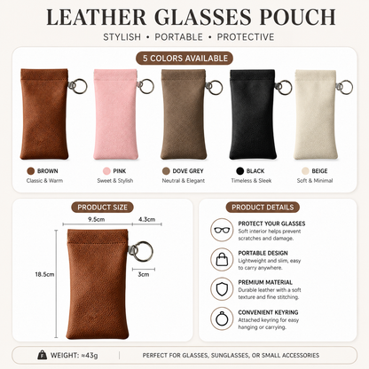 👜 Elastic Opening PU Leather Sunglasses Pouch Soft Portable Anti‑Scratch Eyeglasses Storage Protective Bag