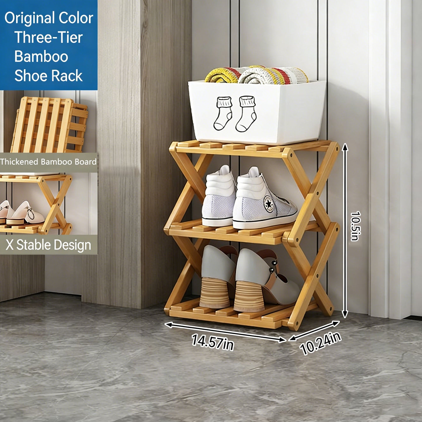 The 9-Tier No-Assembly Bamboo Rack !✨👟