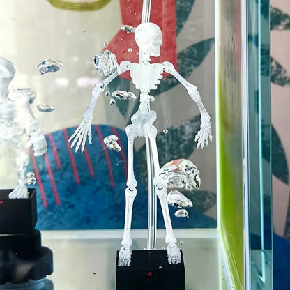 Dancing Skeleton Aquarium Ornament with Bubbles