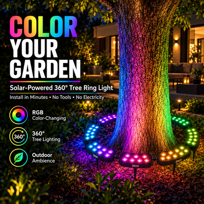 🎄 Make Every Tree Glow for Christmas – Solar RGB Landscape Ring Light💜💙💚
