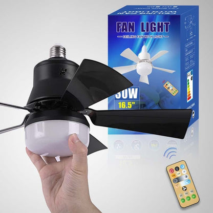 🎁 Ventilador de techo portátil 2 en 1 con luz (incluye control remoto)