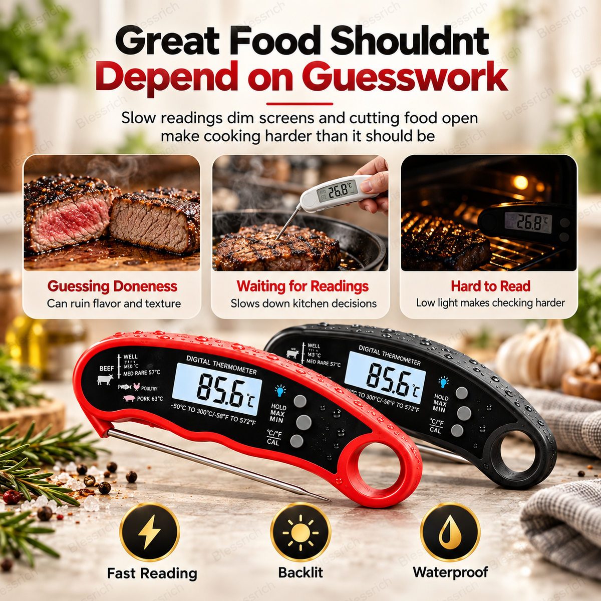 Instant-Read Digital Meat Thermometer