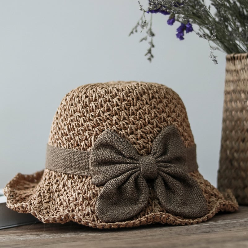 ✨Straw Hat with Retro Bow – Foldable & Breathable for Summer