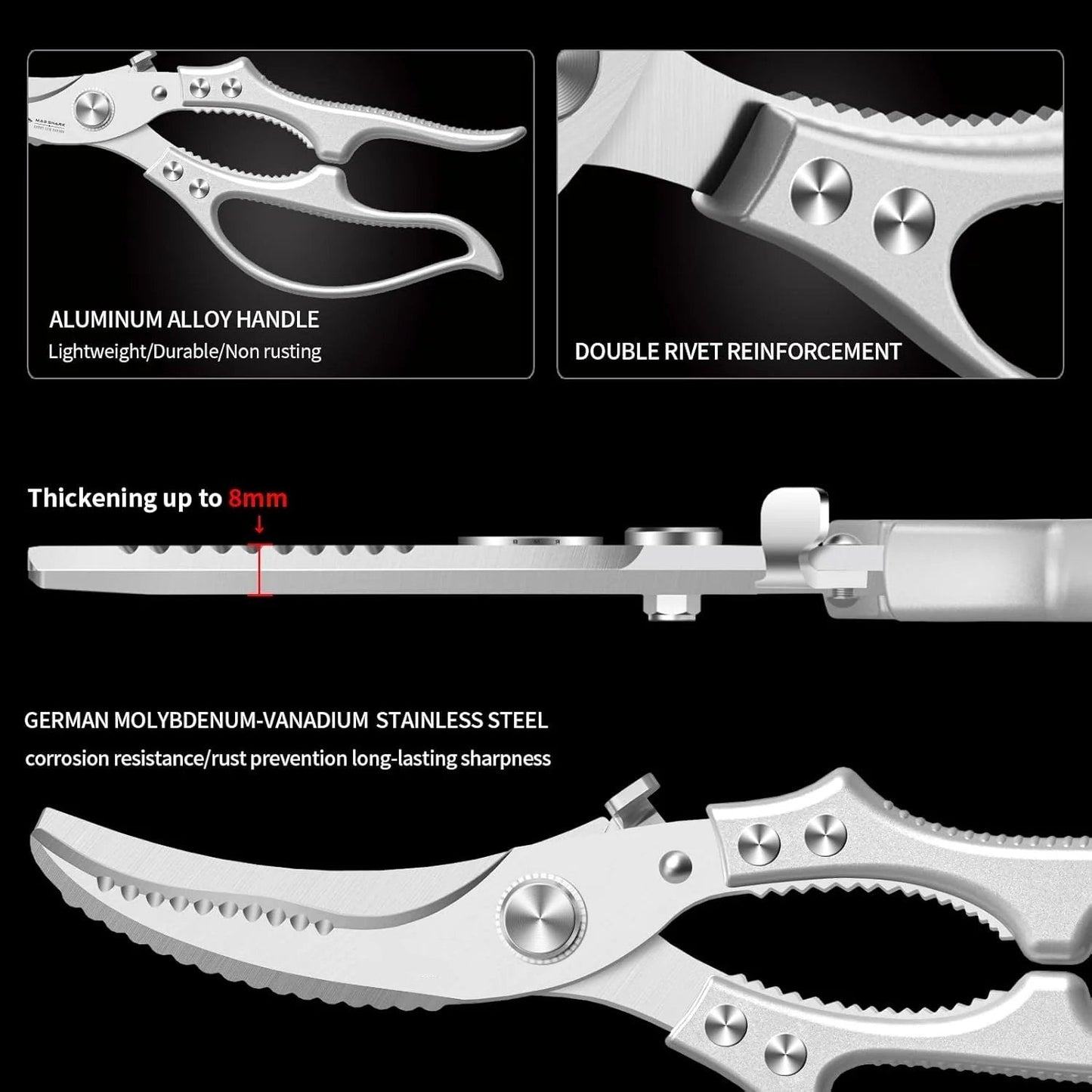 ✂️ LIMITED TIME 49% OFF! ⚡ Heavy-Duty Multifunction Kitchen Shears – 4-in-1 Tool with Fish Scaler, Bottle Opener & Safety Lock 🔪
