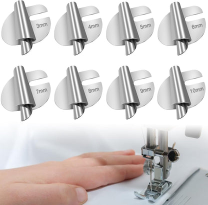 🧵8 PCS Stainless Steel Rolled Hemmer Foot Set | 3mm-10mm Sewing Hemming Guide