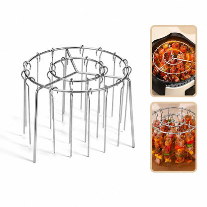 Rejilla para brochetas de freidora de aire con 24 brochetas verticales de acero inoxidable