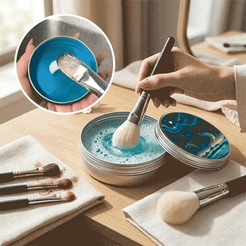 Makeup Brush Cleaner Solid With Silicone Cleaning Pad