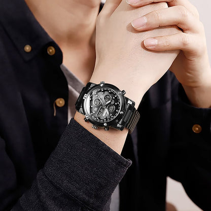 Waterproof Military Watch for Men – Analog-Digital, Stainless Steel & Shock-Resistant 🛡️