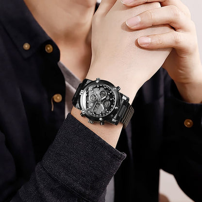Reloj Militar Impermeable para Hombre – Analógico-Digital, Acero Inoxidable y Resistente a los Golpes 🛡️