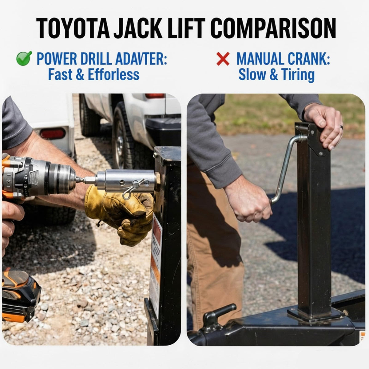 🔧 Heavy Duty Trailer Jack Drill Adapter, Fits 1-Inch Drive Shaft & 1/2-Inch Drill Socket, Ideal for RV Camper Dump Trailer