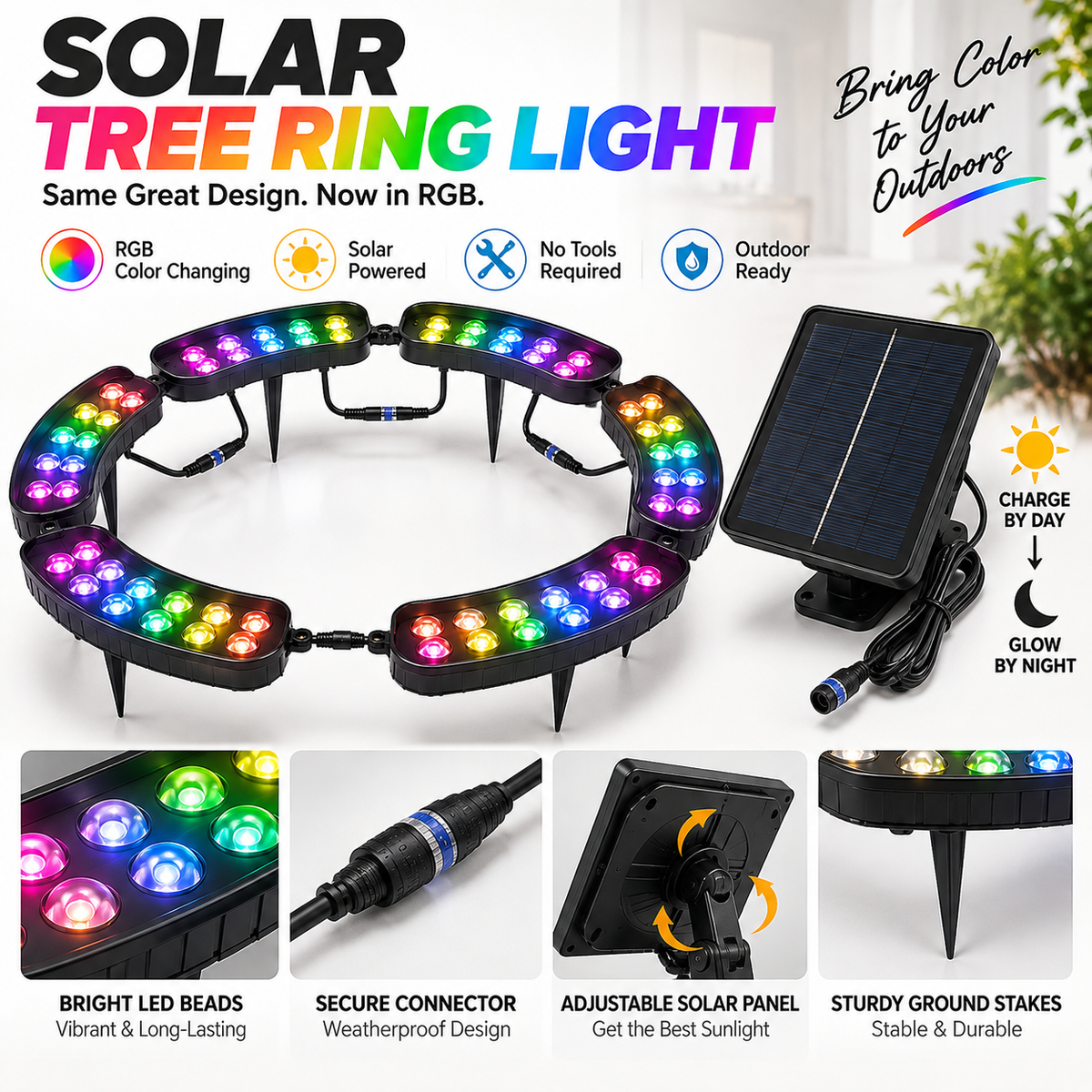 🎄 Make Every Tree Glow for Christmas – Solar RGB Landscape Ring Light💜💙💚