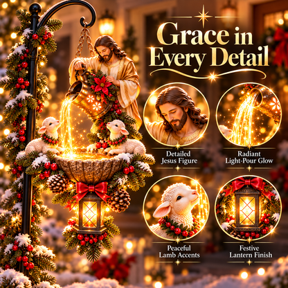 ✝️ Jesus Blessing Lighted Hanging Fountain™ – Christian Christmas Garden Decor