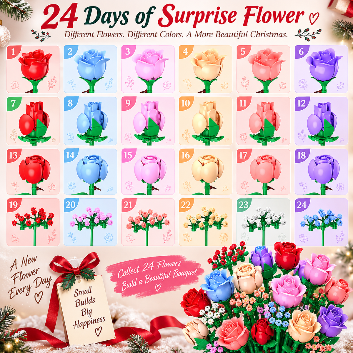 24-Day Bloom & Build Flower Advent Calendar – Build a Beautiful Bouquet by Christmas
