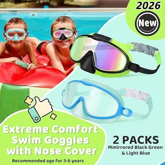 🏊‍♀️Último día, 2x1 en la compra de gafas de natación HD infantiles con marco grande, impermeables y antivaho.🏊‍♀️