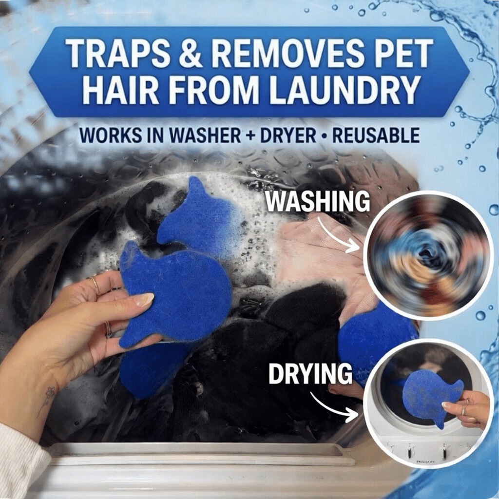 🔥HOT SALE 49% OFF🐟 6-Pack Fish-shaped Pet Hair Remover, Reusable Lint Catcher for Washer & Dryer, Clothes, Bedding, Fabrics✨