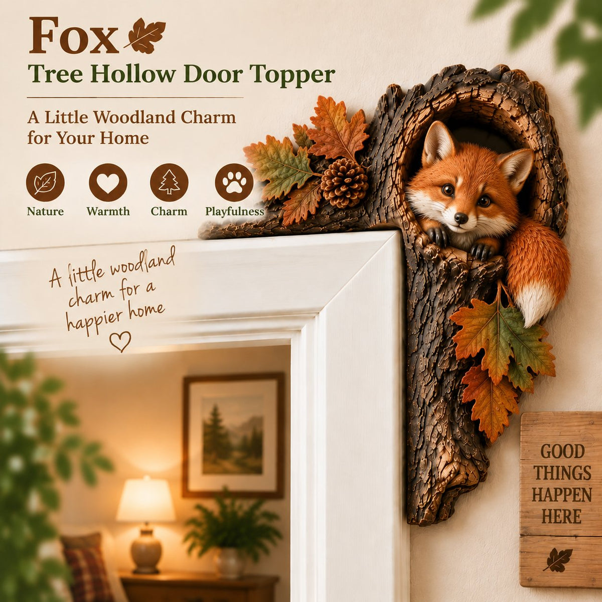 ⏰Limited Time 50% OFF 🐿️ 2D Chipmunk Tree Hollow Door Topper | Woodland Animal Doorway Decor For Cozy Nature Homes