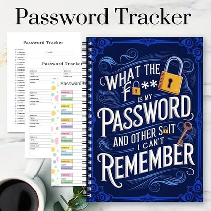 📅Funny Password Notebook - Spiral Bound with Lock Icons & Funny Security Phrases✍️