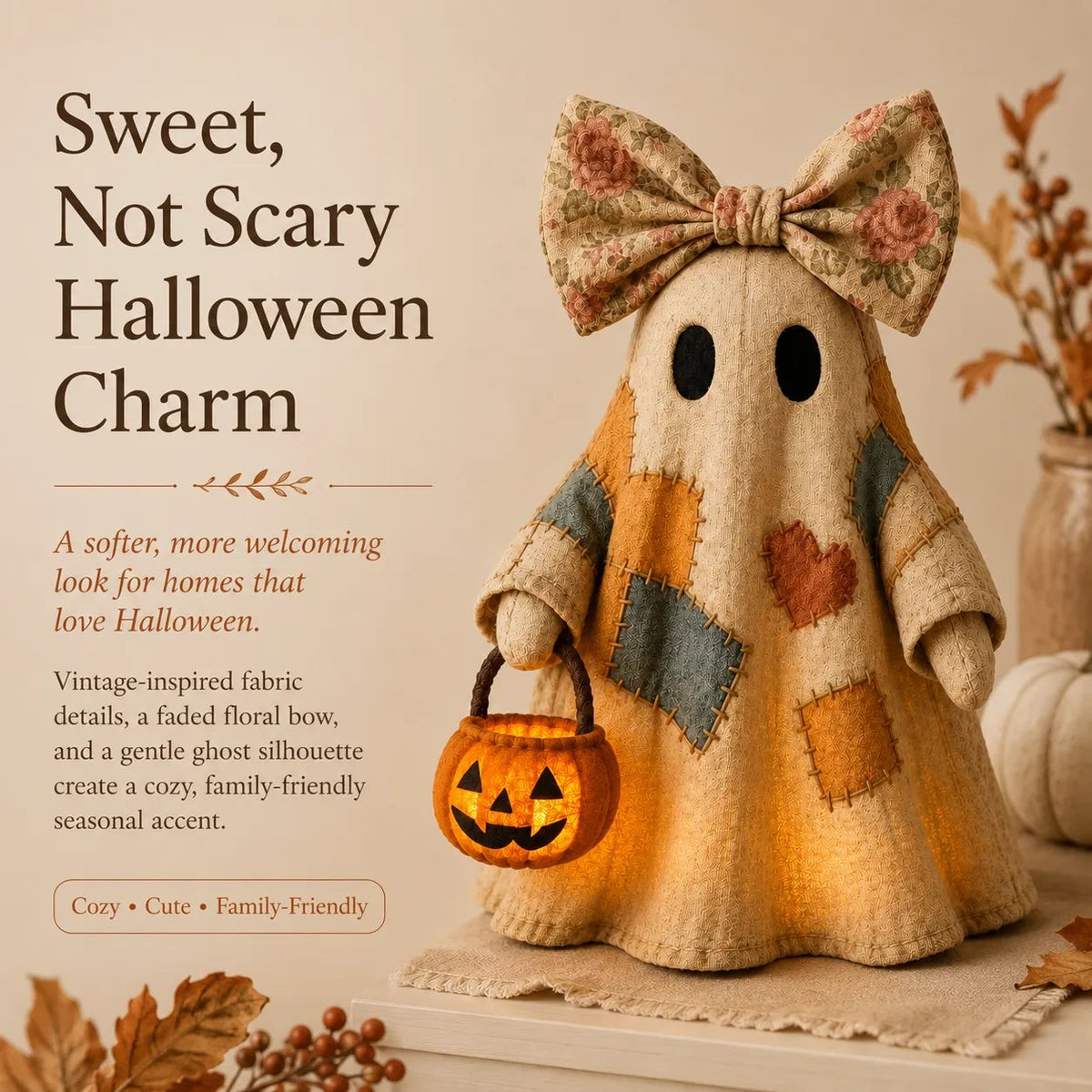 Lighted Vintage Patchwork Ghost 👻 Buy 2 Free Shipping