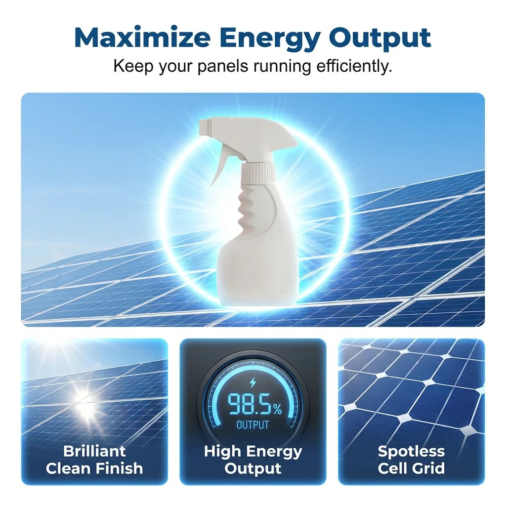 🔥Hot Sale 49% OFF🔥 Solar Panel Cleaner Spray – High-Efficiency, Streak-Free, Biodegradable, 32oz Makes 150Gal ☀️