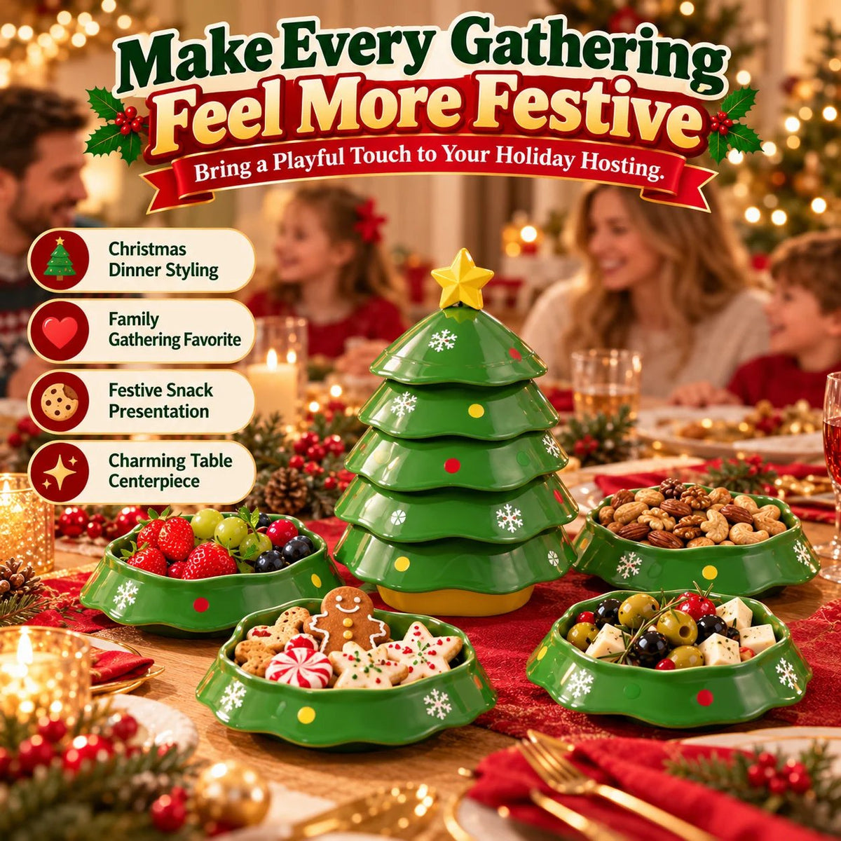 🔥HOT SALE-🎄5-Layer Christmas Tree Serving Tray – Stackable Snack & Dip Bowls, Festive Holiday Table Decor & Christmas Gift 🎁