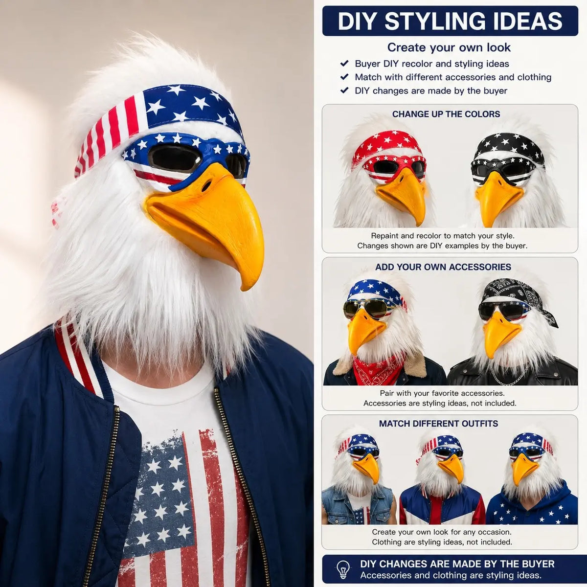 Patriotic Eagle Mask Set with American Flag Bandana