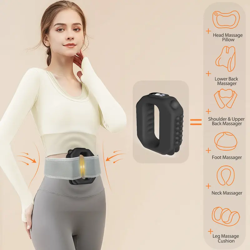 Masajeador de fascia anular inalámbrico mejorado 2026 | Recuperación muscular de tejido profundo para cintura y espalda | Correa ajustable que se adapta a cinturas de hasta 140 cm | Recargable y portátil