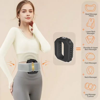 Masajeador de fascia anular inalámbrico mejorado 2026 | Recuperación muscular de tejido profundo para cintura y espalda | Correa ajustable que se adapta a cinturas de hasta 140 cm | Recargable y portátil