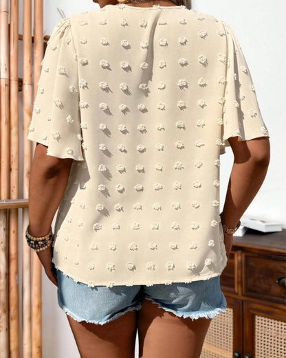 Swiss Dot Lace Butterfly Sleeve Blouse