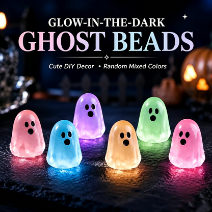 👻30-piece set of cute glow-in-the-dark ghost resin beads