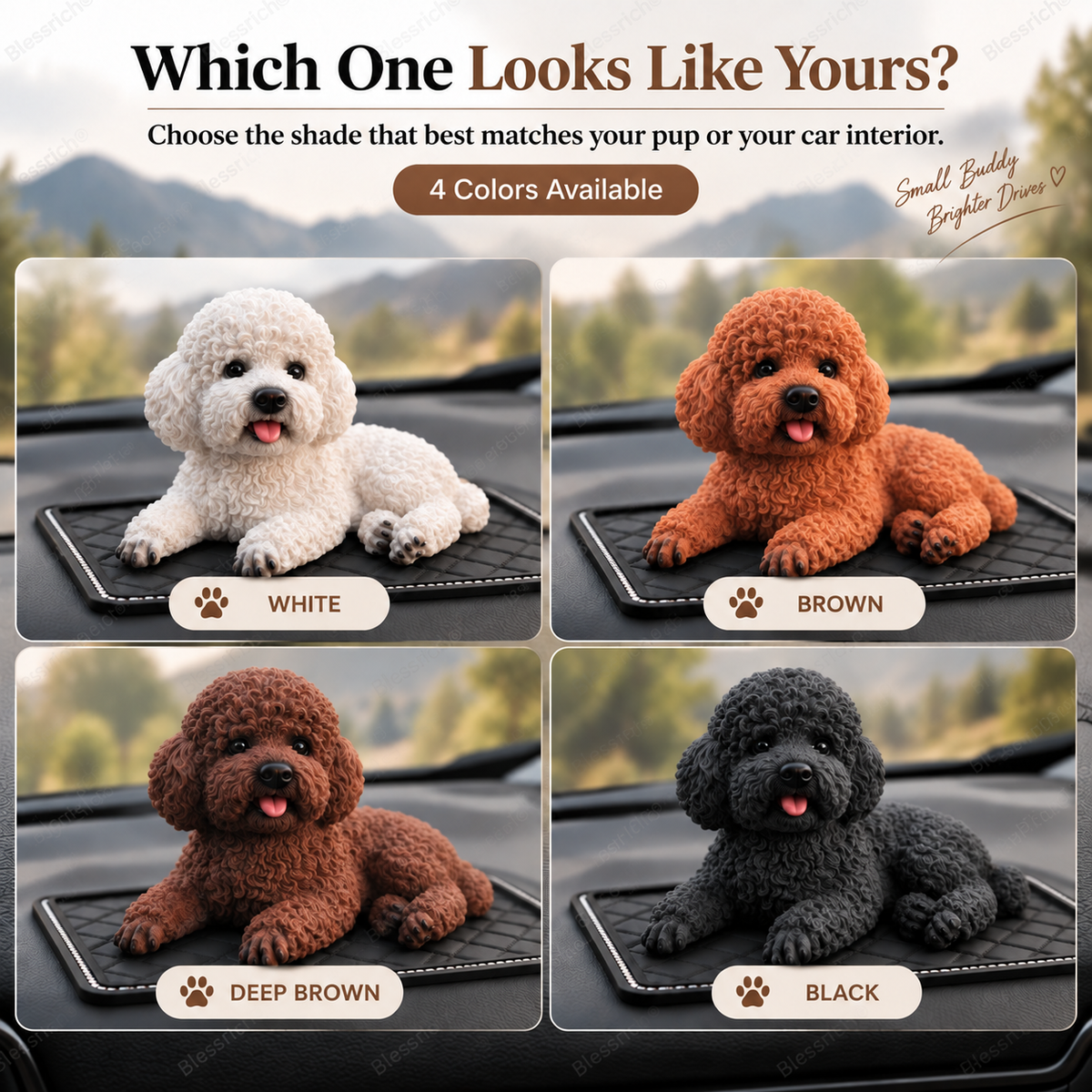 Poodle Car Ornament – The Cutest Dashboard Upgrade 🐶✨