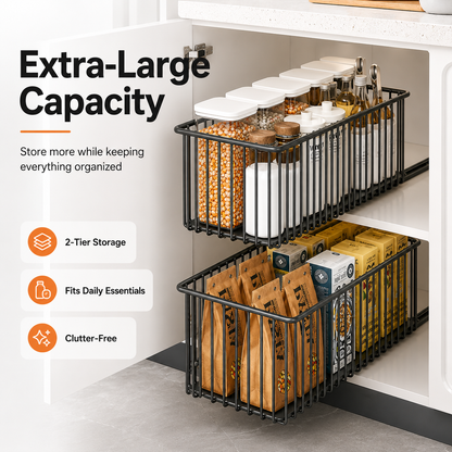 🔥 ⌛ Last Day: 55% OFF! 🛒 Premium Space-Saving Cabinet Storage Basket