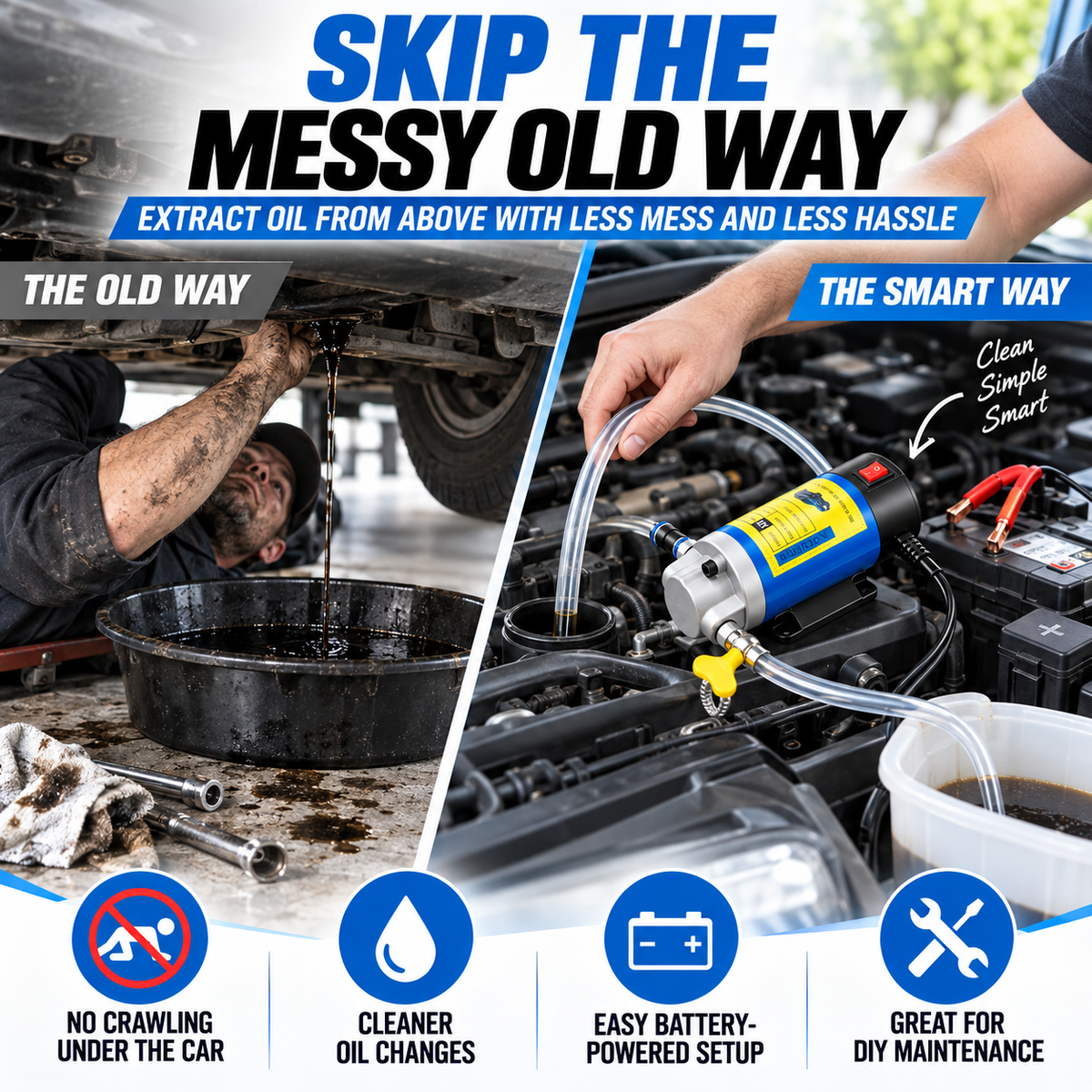 Portable 12 Volt Oil Change Pump | Universal Vehicle Compatibility