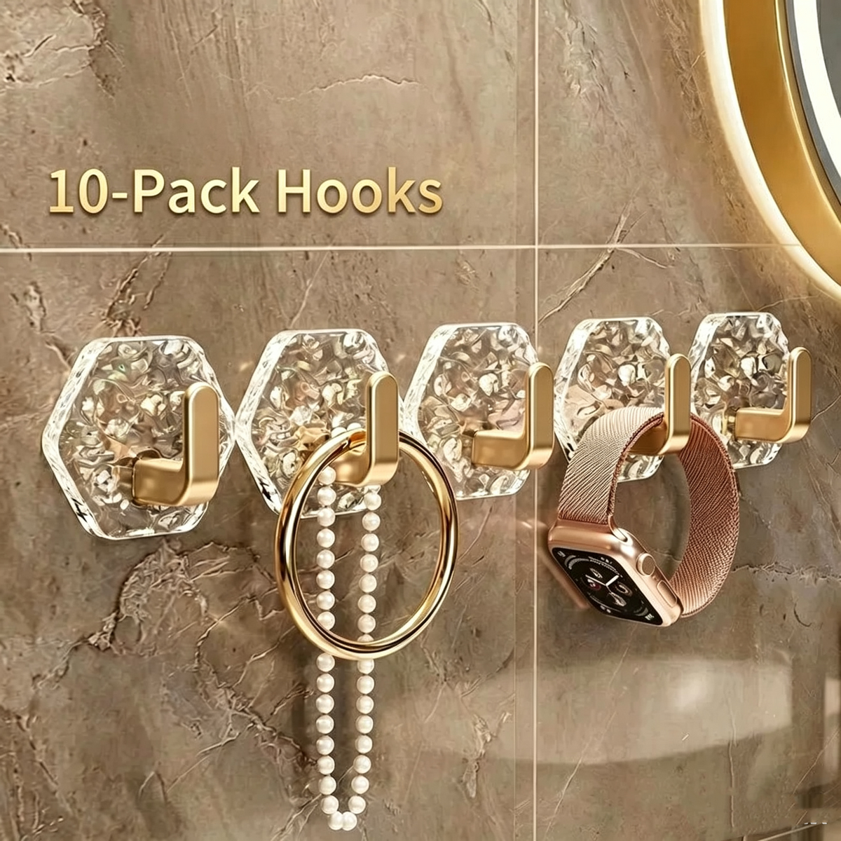 Self-Adhesive Hooks 10/20 Pack Hexagonal Ripple Design Heavy Duty Sticky Hooks