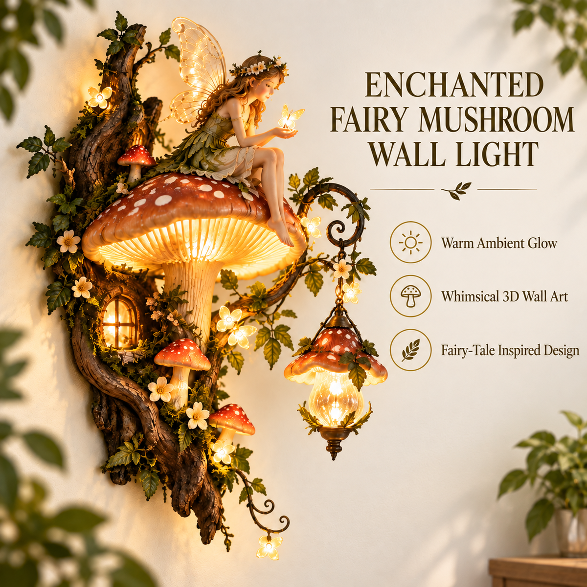 ⏰Limited Stock 50% OFF - Enchanted Mushroom Fairy Wall Light🧚✨  🍄🌿