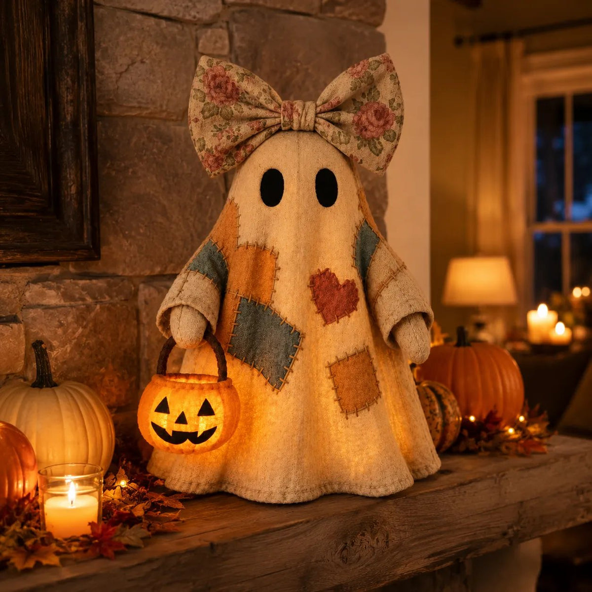 Lighted Vintage Patchwork Ghost 👻 Buy 2 Free Shipping