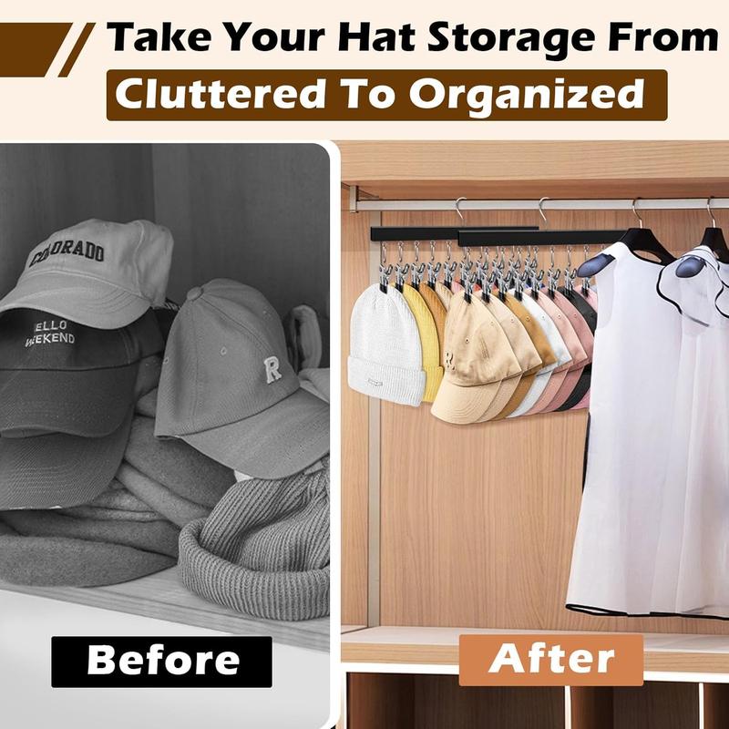 Semi-enclosed wooden hat rack with 12 stainless steel clips