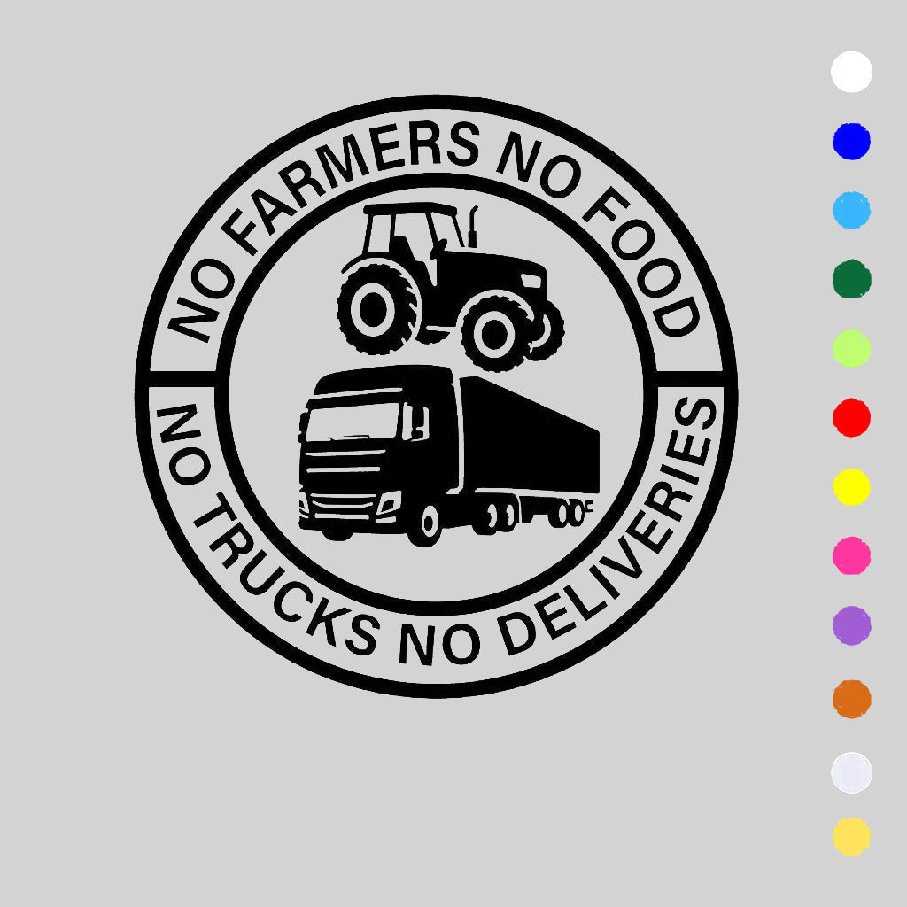 🔥While Supplies Last 50% OFF!🎉 No Farmers No Food No Trucks No Deliveries Vinyl Sticker – 140mm Decal