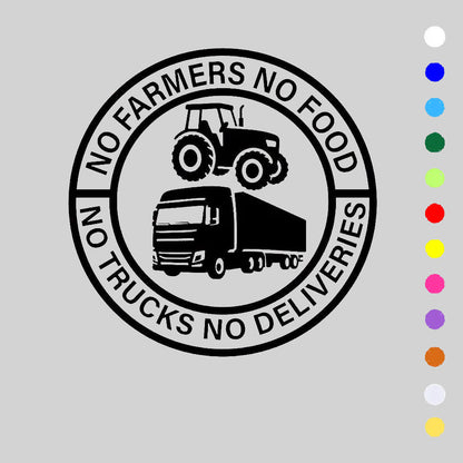 🔥While Supplies Last 50% OFF!🎉 No Farmers No Food No Trucks No Deliveries Vinyl Sticker – 140mm Decal