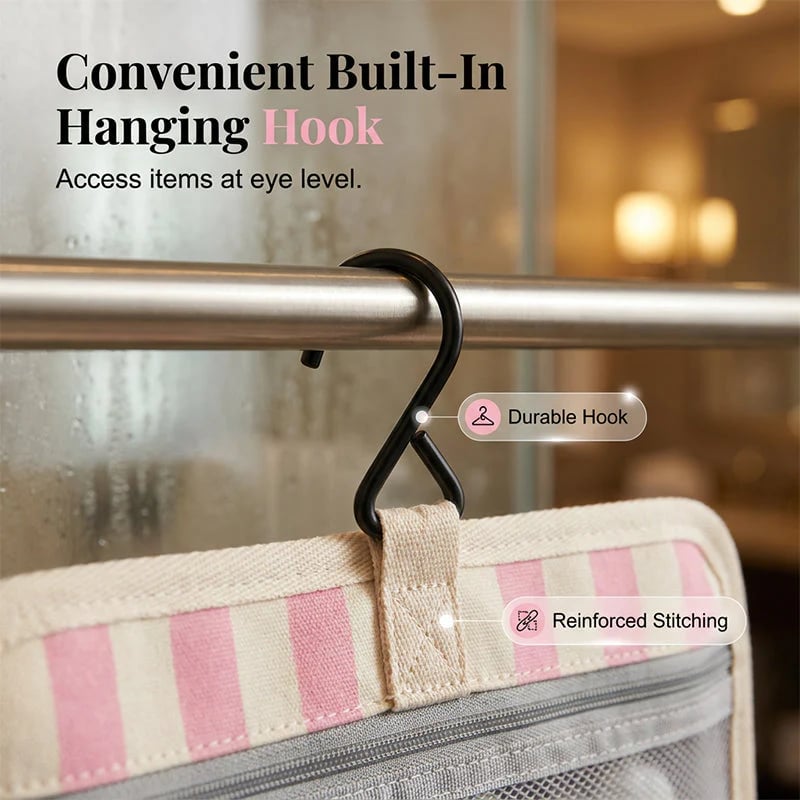✨Striped hanging travel toiletry bag