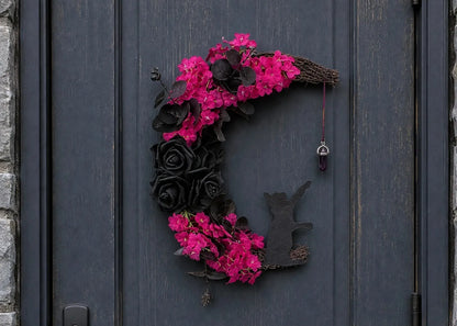 🔥Last Day 49% OFF - 🐈‍⬛🌙Handmade Halloween Cat Wreath