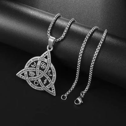 Steel and titanium Triple Goddess Triquetra Necklace Celtic Knot Irish Christian Trinity Knot Pendant